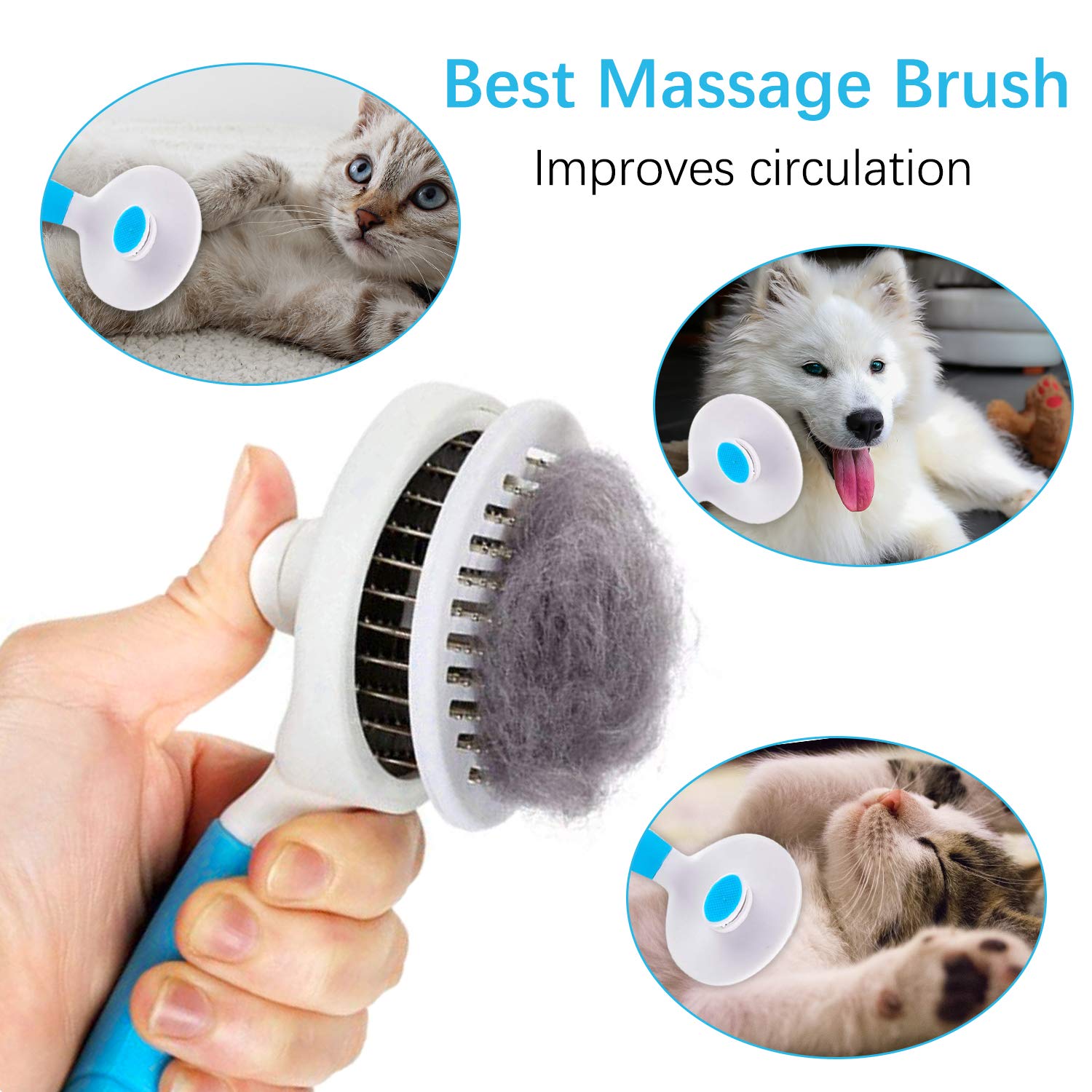 Cat Grooming Brush, Self Cleaning Slicker Brushes for Dogs Cats Pet