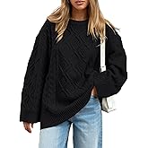 Trendy Queen Women's Oversized Cable Knit Crewneck Sweaters Cozy Winter Clothes