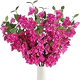 INSUNSIX 12PCS Bougainvillea Artificial Flowers 31.50" Long Stem Fake Silk Bougainvillea Branches Hot Pink Faux Hanging Flowers Vines for Wedding Centerpieces Home Garden DIY Decorations (Deep Pink)