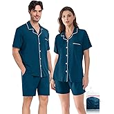 YOPUGEE Matching Couple Pajamas Set, Cotton Button-Down PJs with Pocket, His & Hers Pajama Set, Gifts for Couples, S-XXXL