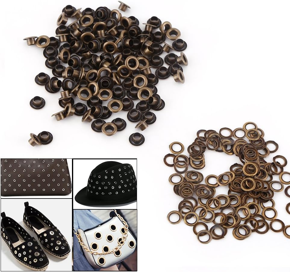 Antique Brass Eyelet Grommets, Leathercraft Accessory Fasteners Kit with Washers for Repairs Decoration(6mm) - Image 4