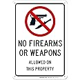 Sigo Signs, No Firearms Guns Or Weapons Allowed Sign, 10x7 Inches, Rust Free .040 Aluminum, Fade Resistant, Made in USA