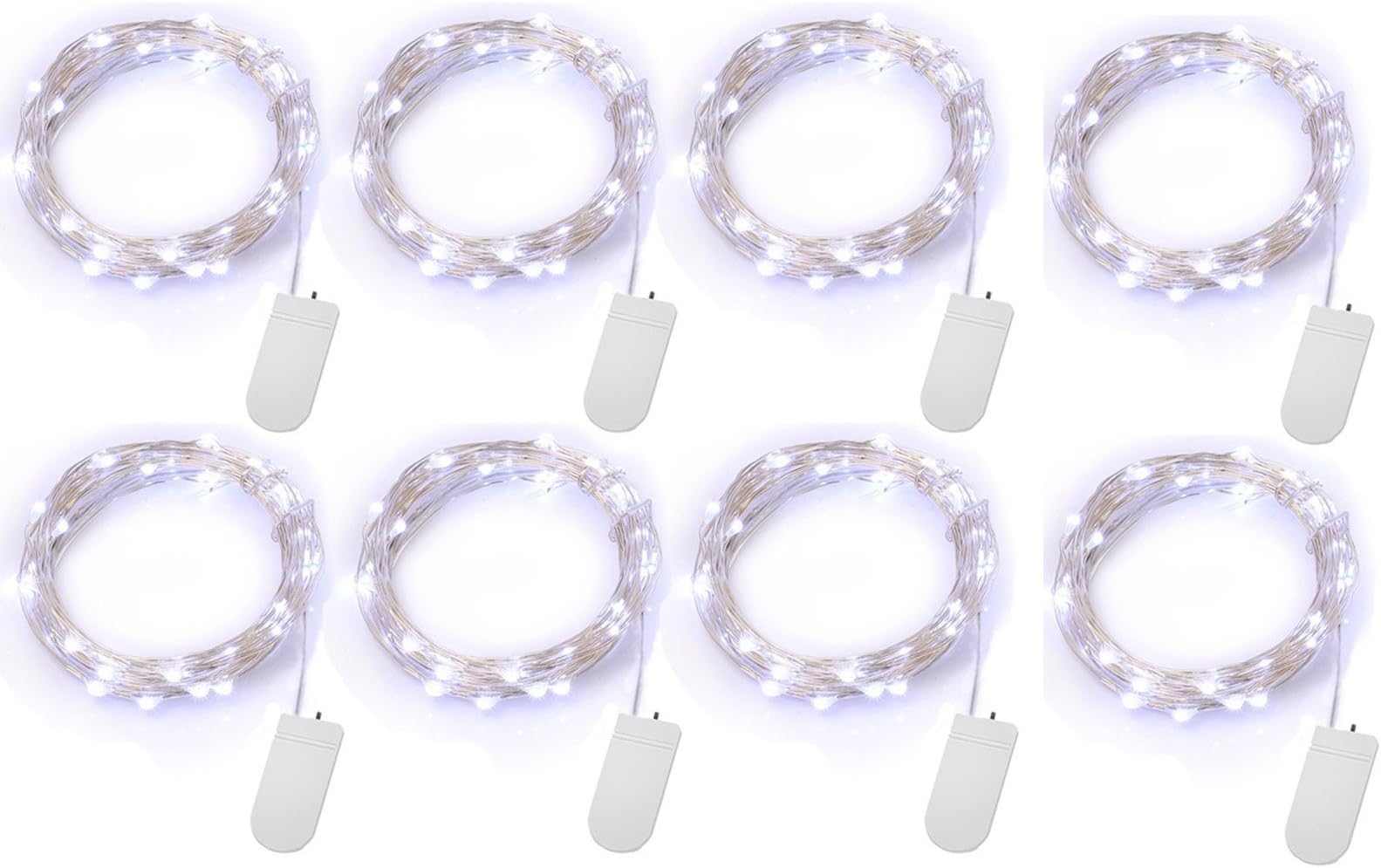 8 PCS 20 LED Fairy Lights, 7.2ft 2.2M Valentines LED String Lights, Waterproof DIY Romantic Mood Lights for Home, Wedding, Bedroom, Party & Holiday Decoration (White)