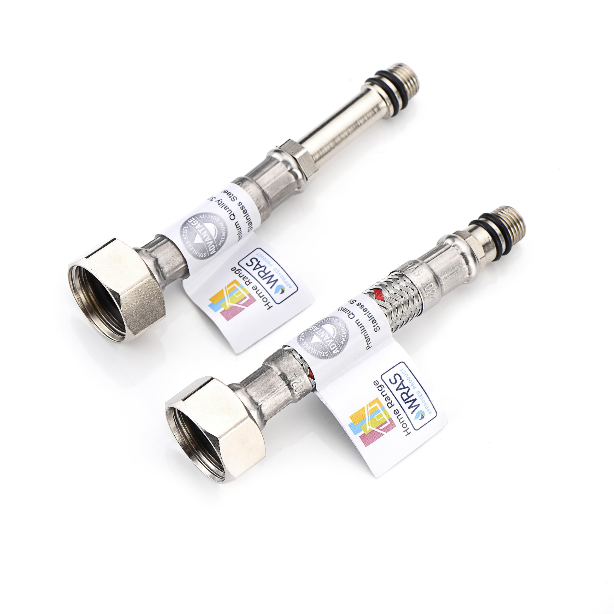 Home Range 2X M10 x 1/2, |9 Lengths|100mm Flexible Tap Connectors, Braided Stainless Steel Flexi for Kitchen & Basin Monobloc Mixer Taps, WRAS Approved, Rust & Corrosion Resistant, 1/2" BSP UK Fitting