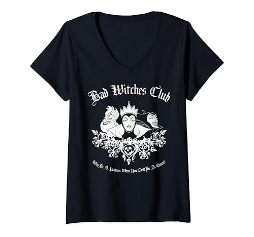 Womens Disney Villains The Bad Witches Club V-Neck T-Shirt in