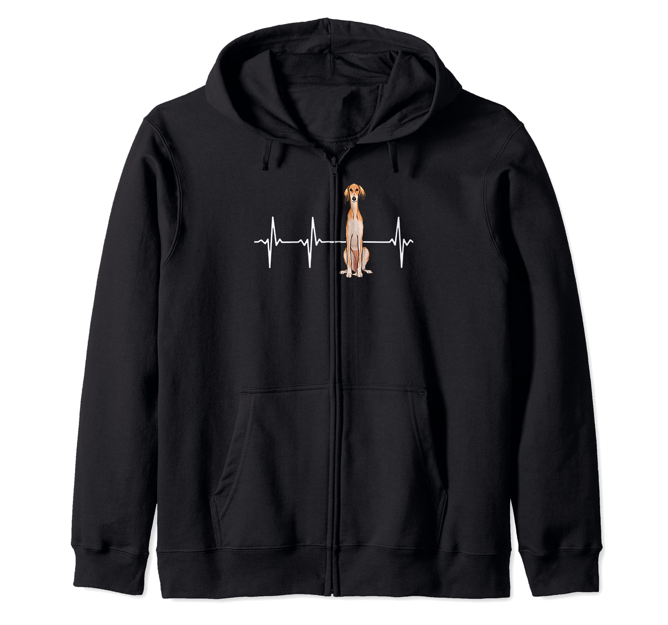 Saluki Heartbeat Dog Lover Zip Hoodie