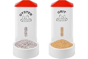 MJZ Chicken Grit and Oyster Shell Feeder, Automatic PVC Chicken Feeder with Visual Window and Lid, Hanging Chicken Feeder for Strong Eggs Healthier Poultry