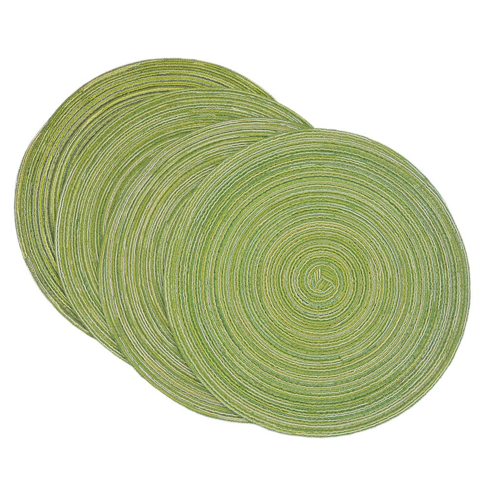 SCF2017 Set of 4 Round Woven Cotton Yarn Placemats 36cm Table Mats(Green)