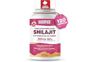 HANDPICK Shilajit Capsules for Women | 500mg per Serving with 50% Fulvic Acid, 120 Easy to Swallow Capsules | Pure Himalayan 