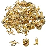diyhub 60Pcs Western Themed Cowboy Charms, 3 Styles Alloy Gold Western Cowboy Charms Horse Boot Hat Pendants for Jewelry Making