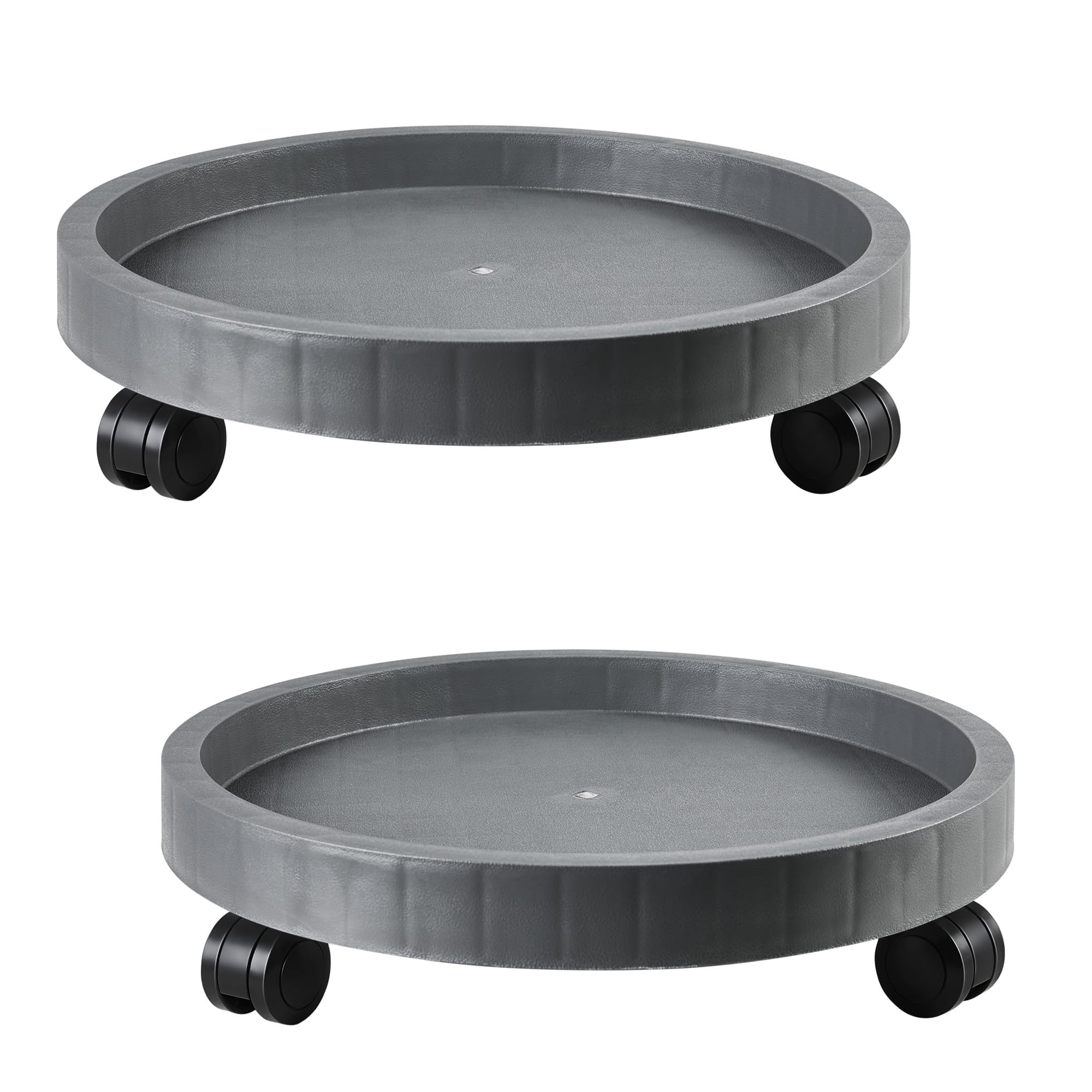 Photo 1 of 2 Pack of 11 Inch Planter Caddies Rolling Saucer Caddy with Wheels, Heavy Duty Wheeled Stand for Potted Plant, Round Coaster Roller Base Tray with Casters, Flower Pot Dolly Holder for Indoor Outdoor