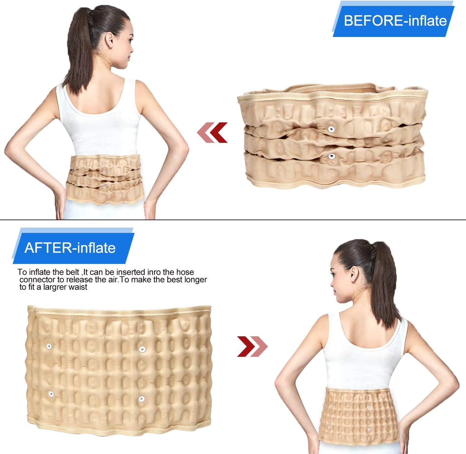 Decompression Back Belt,Extended Pad Back Support Belt Lumbar Traction Belt Lower Back Pain Relief Belt Fits 29-49 Waist: Health & Personal Care