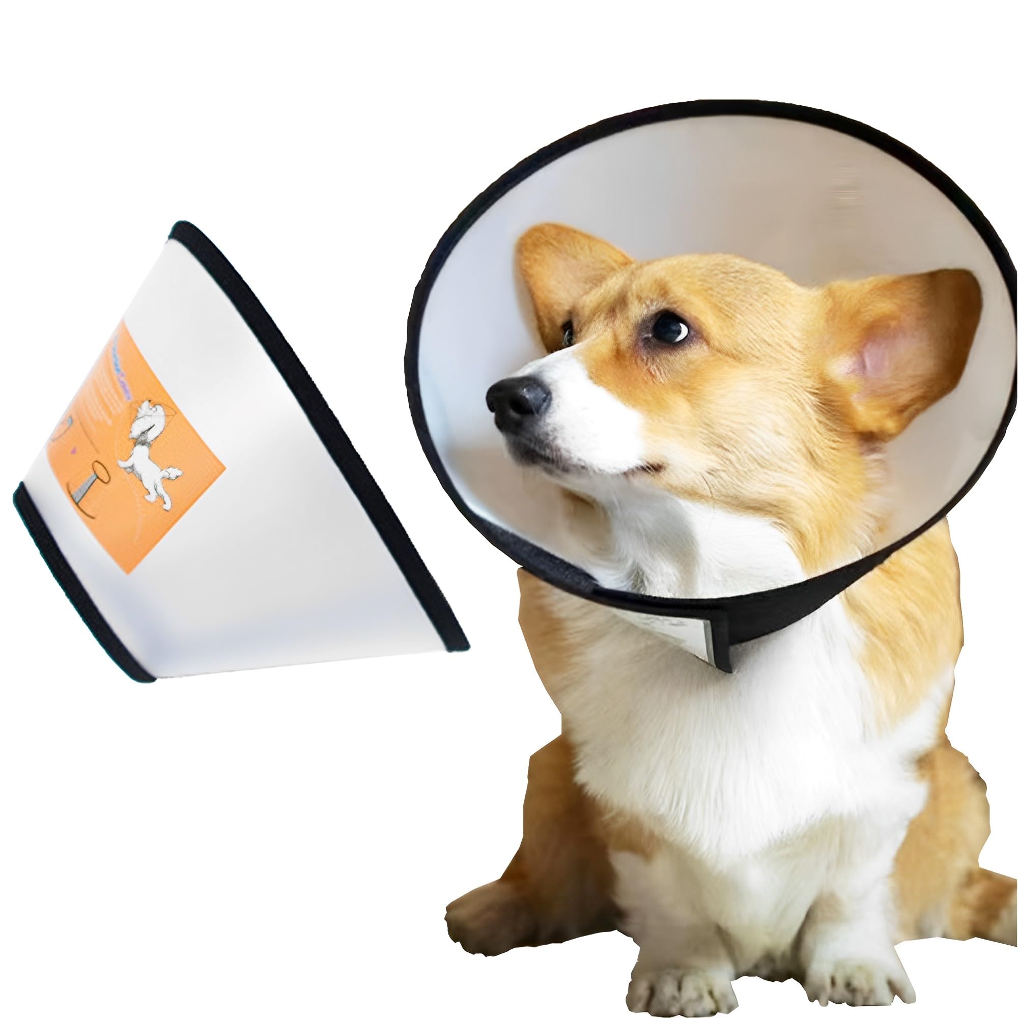 JIAMIAN Pet Recovery Collar Comfy, Elizabethan Collar Breathable Soft Edge, Adjustable Pet Protective Collar Anti-Bite Lick Wound Healing, for Dogs and Cats (Neck:26-33cm)