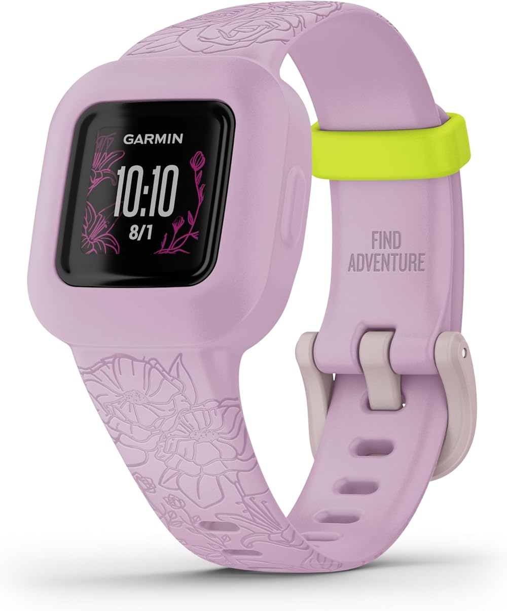 Garmin vivofit jr 3 Kids Fitness Tracker Swim-Friendly 1 Yr Battery Lilac Floral