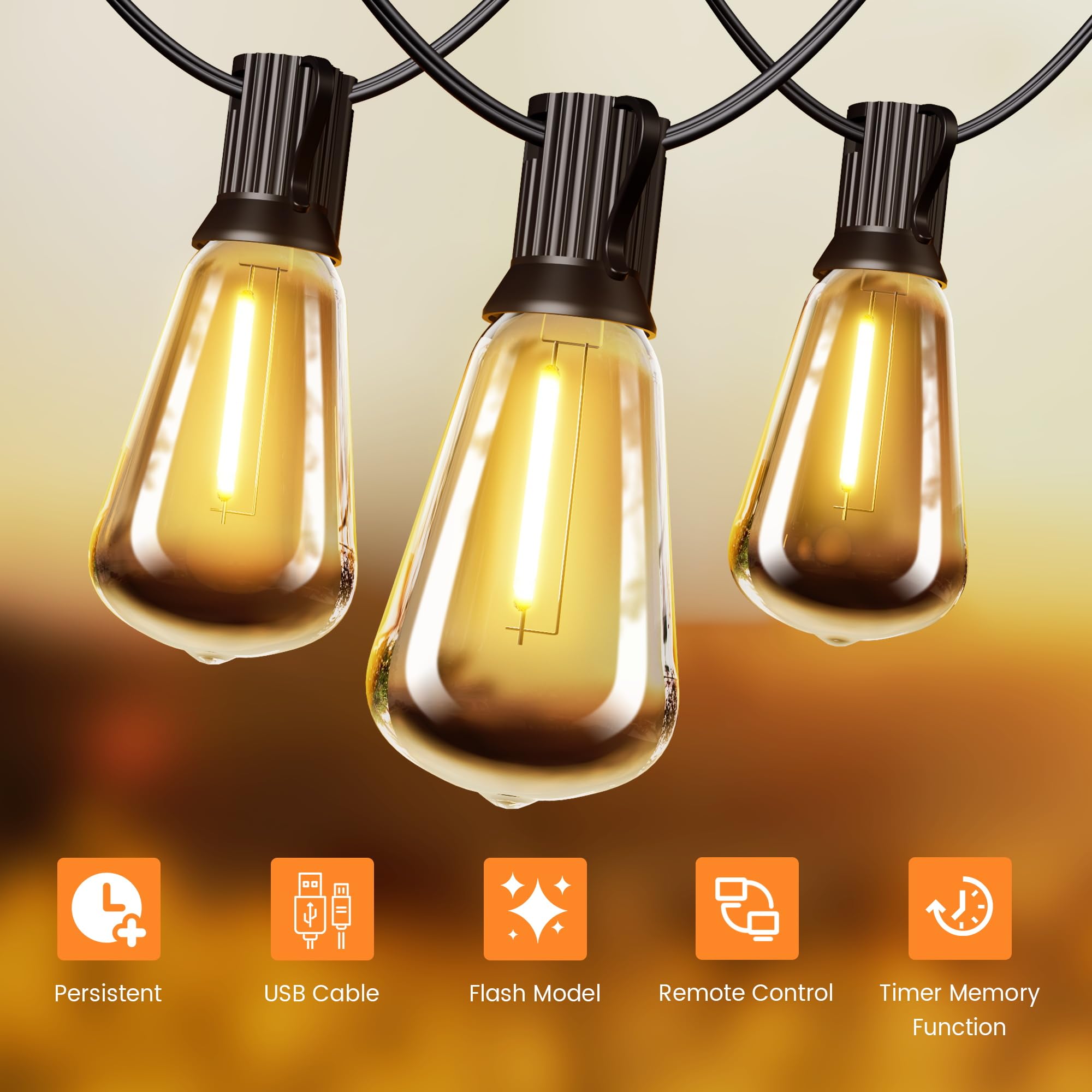 OHLUX 120FT Solar String Lights Outdoor with