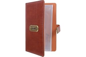 DIYEAH Business Check Binder 24 Card Slots Pu Leather with Combination Lock and 48 Check Capacity