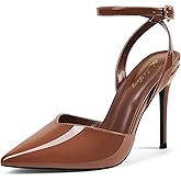 Elisabet Tang Women's Elegant 4 in Pumps Sexy Closed Toe Stilettos Stylish Pointed Toe Heels Adjustable Ankle Strap Daily Party Work Shoes