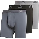 adidas Men's Performance Stretch Cotton Boxer Briefs, Men's Underwear Boxer Brief, Soft Stretch, Superior Comfort, 3-Pack