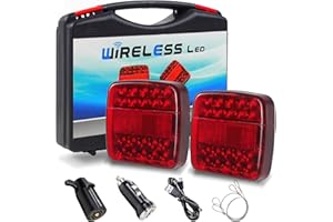 Wireless Trailer Lights Magnetic Kit, 100ft Bluetooth Wireless Tail Lights for Trailer, Rechargeable Car LED Trailer Lights, 