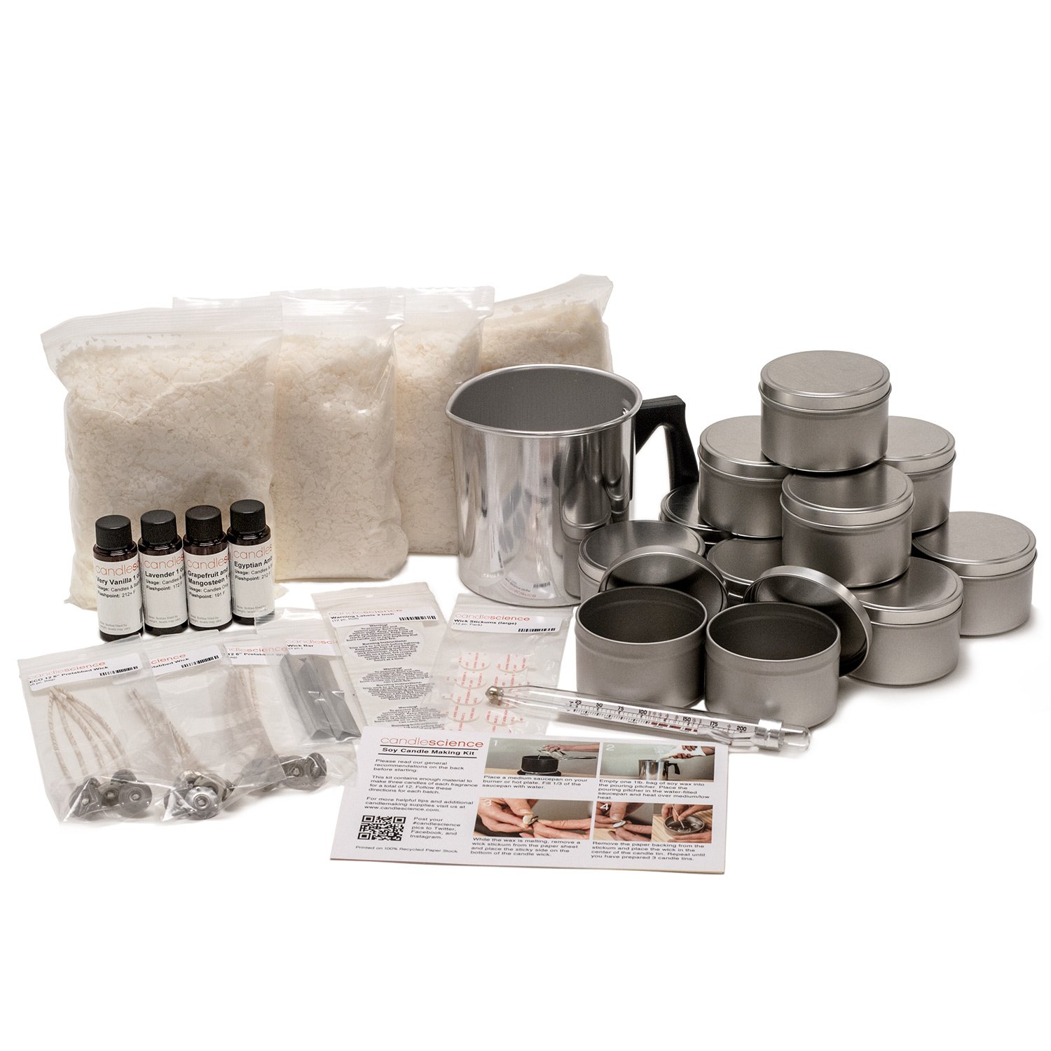 CandleScience Soy Candle Making Starter Kit (Up To 12 Candles) DIY