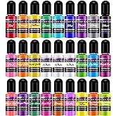 Epoxy Resin Pigment, M.A.K 27 Bottles Transparent Liquid Dye High Concentration Resin Colorant for Crafts Art Coloring, Painting, Jewelry DIY Making, Each 10ml