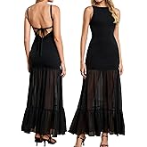 HTZMO Women Elegant Formal Bodycon Maxi Dress Sexy Backless Bow Tie Ruffle Flowy Wedding Guest Party Long Dresses