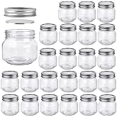 Betrome 8 oz Mason Jars, 24 Pack 240ml Glass Canning Jars with Regular Mouth Lids, Glass Storage Containers for Overnight Oat