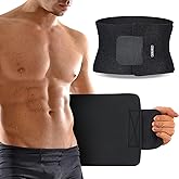Ohuhu Waist Trimmer, Adjustable Neoprene Ab Trainer Belt for Back Support, Sweat Band Waist Trainer for Training & Workouts, Sweat Enhancer, Fits Up to 40 Inches for Men & Women Black (Medium)