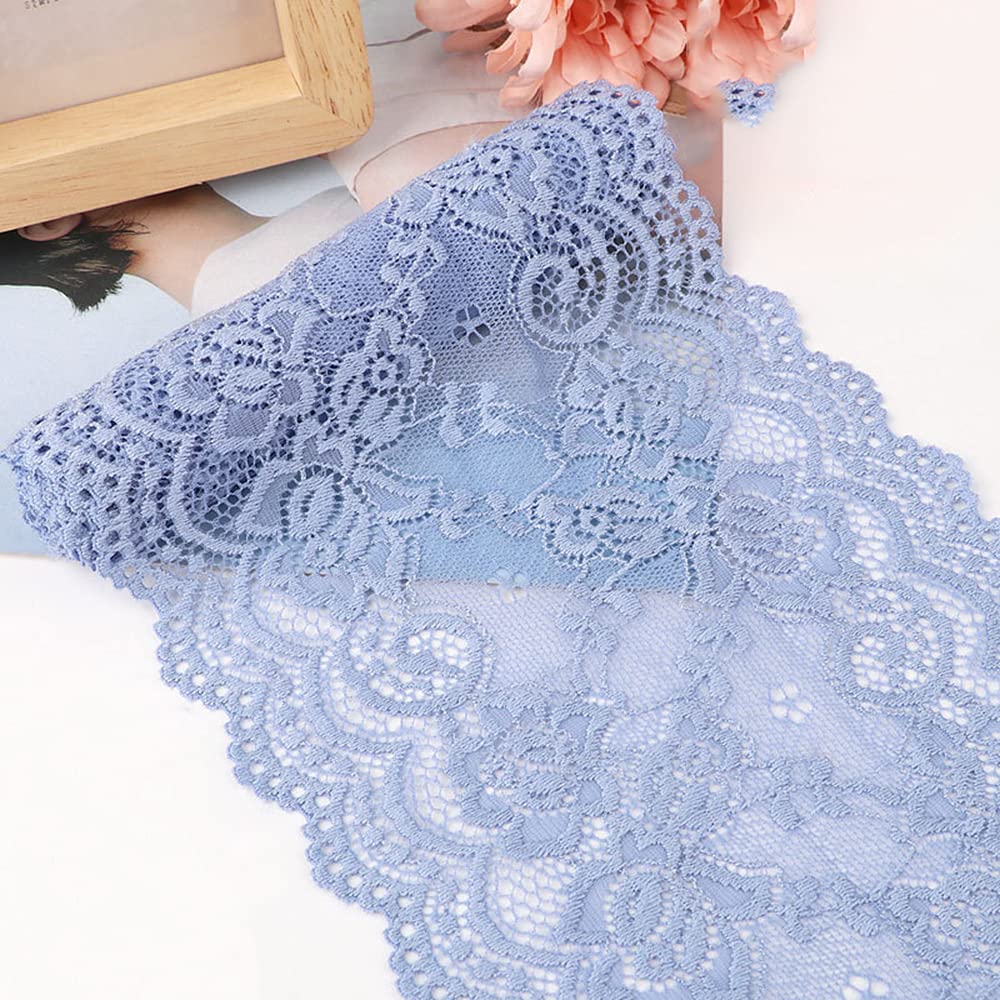 15 cm x 1 m elasticity lace ribbon, lace border, decorative ribbon, lace borders, ribbons for sewing, DIY crafts, decoration for clothing, underwear, lingerie, wedding dress, table decoration, blue