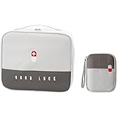 TOPASION First Aid Bags Empty, Travel Medicine Bag, Medical Supplies Organizer Bag, Portable Kit for Traveling, Car, Home, Camping, Office, Hiking, Outdoor (Oxford Grey)