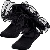 Dicry Girls Socks Double Lace Frilly Ruffle Ripple Turn Cuff