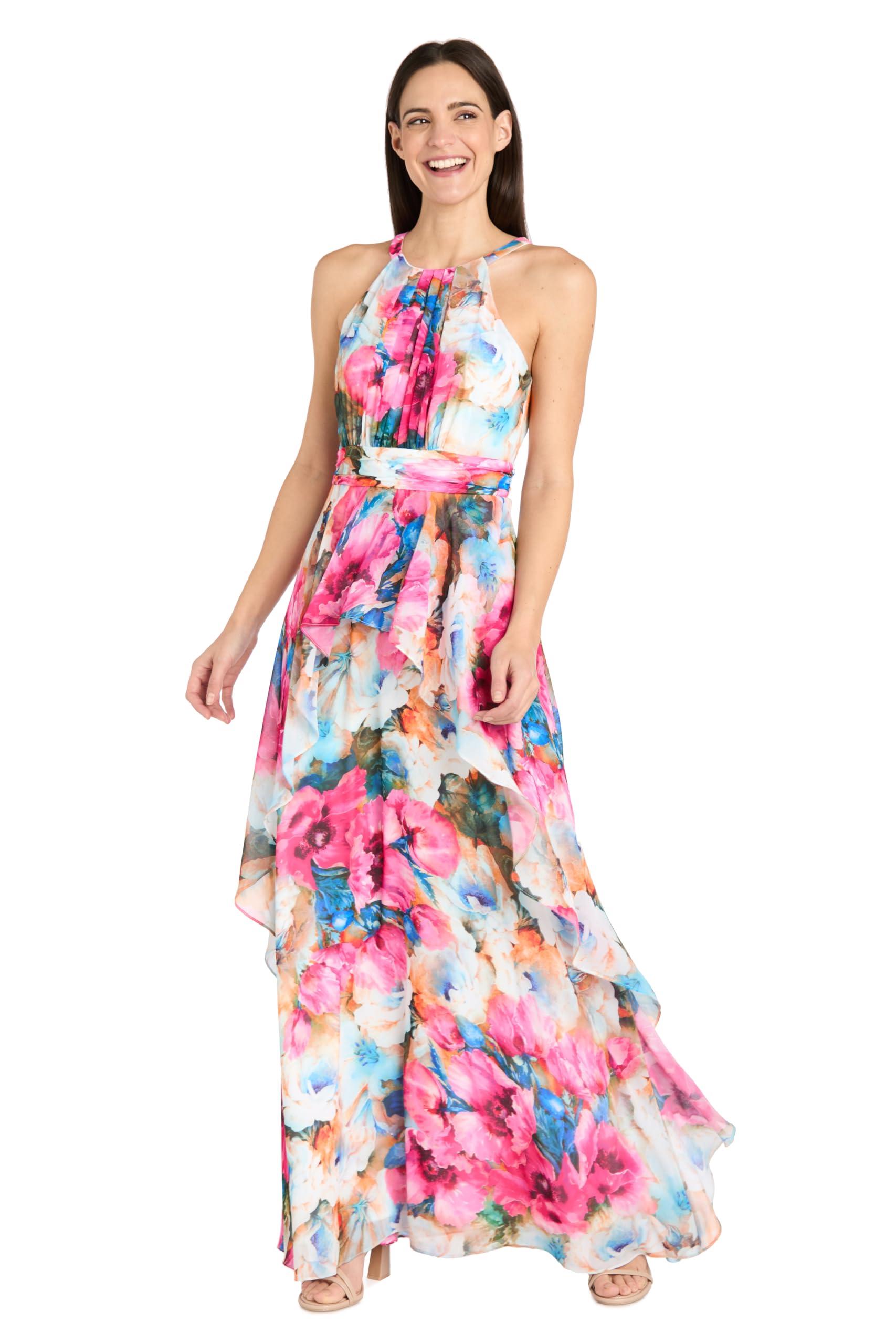 Photo 1 of SIZE 10-R&M Richards Women's Fuchsia Bloom Cascade Dress