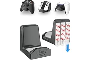 TotalMount Controller Wall Stands (2 Pack) with Non-Slip Pads & Removable Adhesive for Xbox, PS5, PS4, and Nintendo – These Premium Holders Won’t Damage Your Wall with Screws or Permanent Adhesive