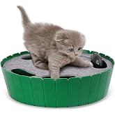 Pawaboo Interactive Cat Toy with Running Mouse, Automatic Track Kitten Toy | Electronic Motion Cat Toy for Indoor Cats, Pop and Play Hide Seek Cats Toys Hunting Mouse for Kitty Play Exercise, Green