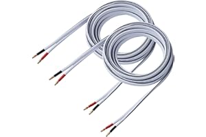HANNLINTE 12 AWG HD Premium Soft Touch HiFi Speaker Cable (2 Pack, 10 Feet), 12 Gauge Banana Speaker Wire with Banana Plugs f