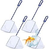 Glicraft 4 Pcs 6 Inch Aquarium Fish Net Soft Mesh for Fish Tank | Small Size, Square Net with Soft Fine Mesh, Spiral Plastic Handle, for Aquarium Tank Pond &amp; Pool Shrimp Goldfish Koi