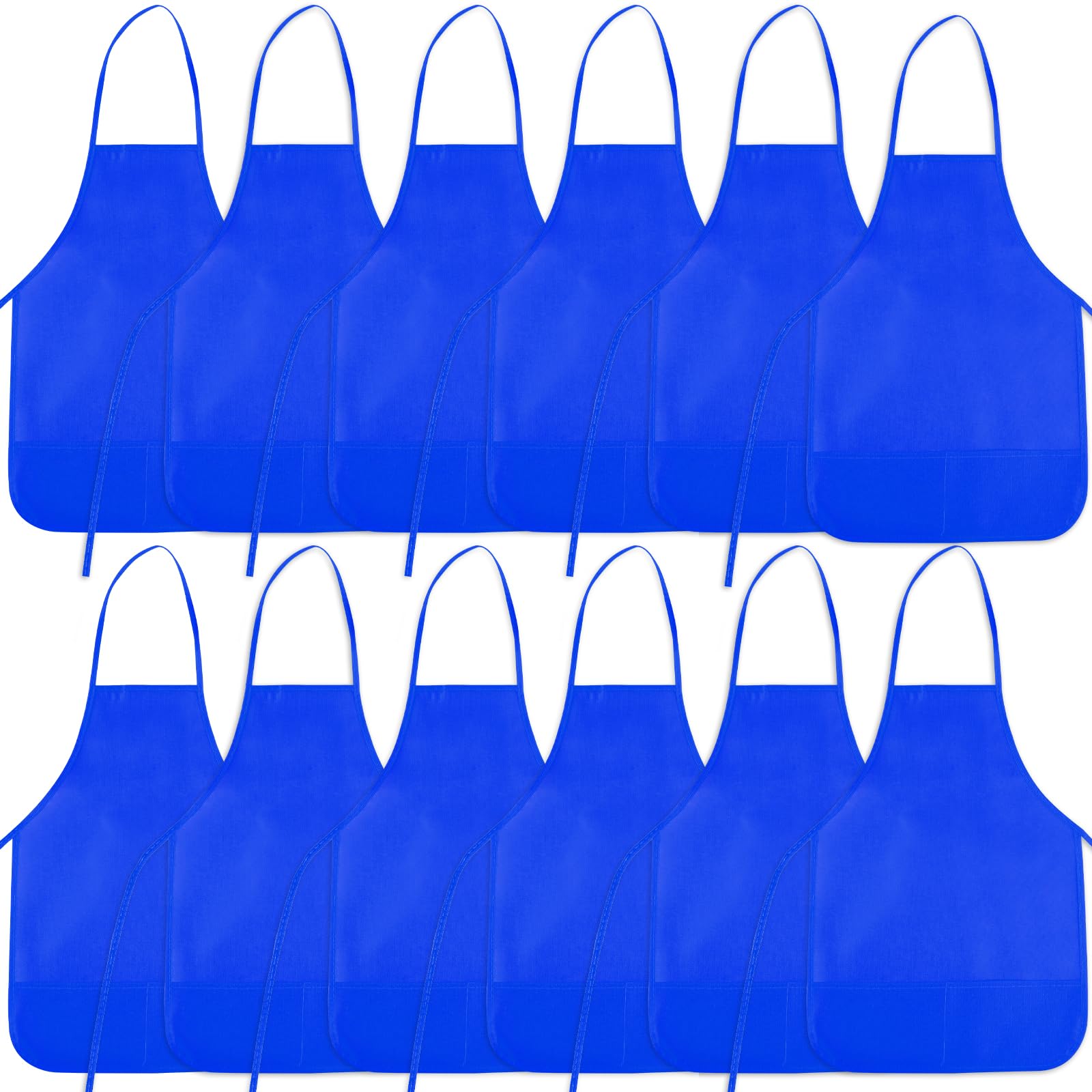 BOUBONI Kids Painting Aprons Kids Art Aprons with 2 Roomy Pockets Kids Aprons for Art Painting Activity Kitchen Crafts (12, Blue)