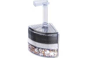 Pawfly Aquarium Corner Sponge Filter Quiet Betta Fry Shrimp and Small Fish Bio Foam Filter with Natural Stones Gravels and Ceramic Rings for Fish Tanks up to 30 Gallons (Air Pump Not Included)