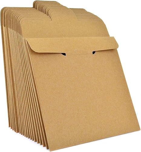 Paquete de 100 Kraft papel CD mangas, ishua Retro DVD sobres 5 