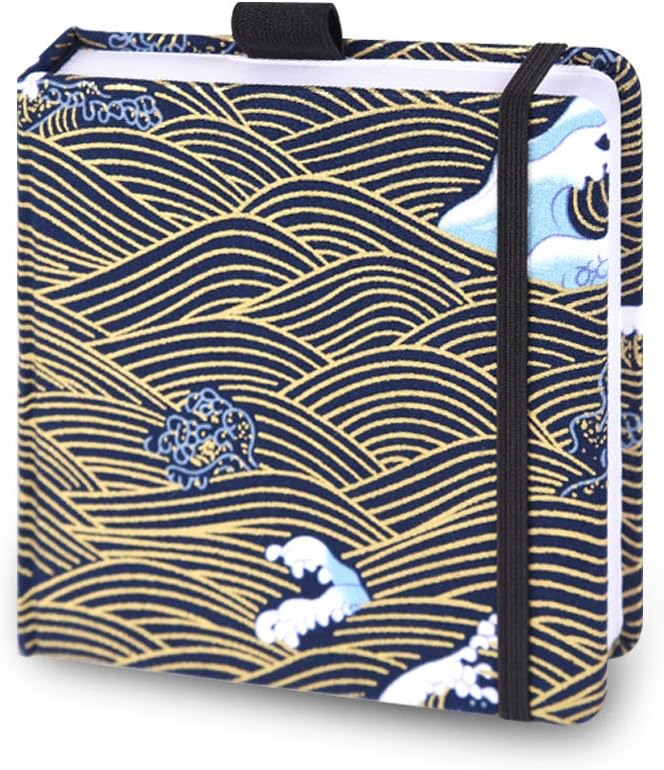 Square 5.1x 5.1"165gsm Colored Pencil Paint Journal Hardbound 128pgs（64 Sheets Front Back Cold Pressed）Travel for Calligrapher Colored Pencil Sketch Doodles Handmade Cloth Cover Notebook Black River