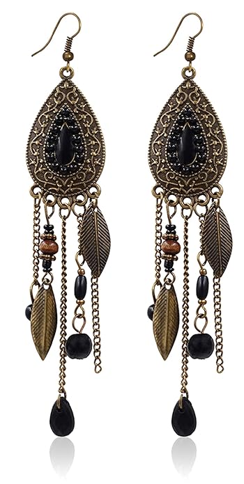 Eternity J. Women Vintage Retro Ethnic Drop Bohemian Dangle Earring Lolita Antique Bead Tassel Earrings