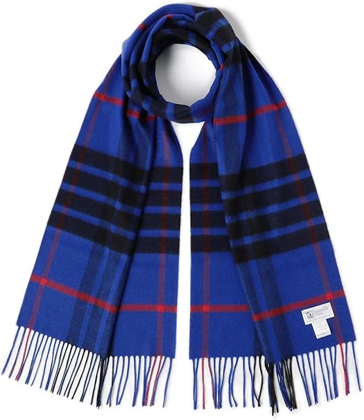 Amazon ビームスエフ Johnstons ジョンストンズ ストール マフラー カシミヤ ブロックチェック ウインドウペーン マフラー メンズ Blue 41 ストール マフラー 通販