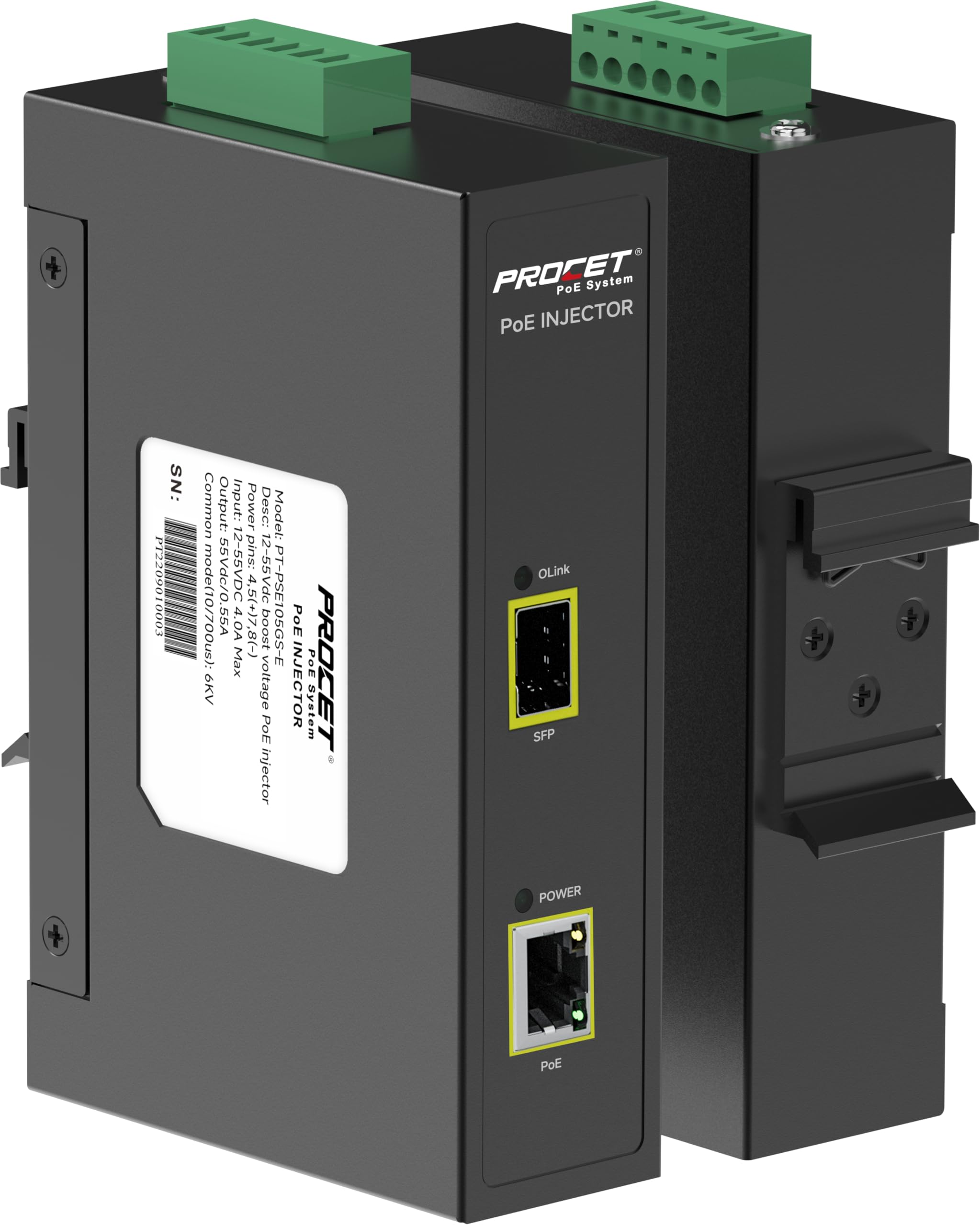 Photo 1 of **IT IS USED, IT IS MISSING PARTS AND IT IS NOT KNOWN IF IT WORKS AT 100%***PROCET 30W SFP Fiber PoE Injector DIN Rail SFP/Uplink PoE+ Power Injector Gigabit Industrial, IEEE802.3af/at Compliant for IP Camera, Access Point, POS, Kiosks, PT-PSE105GS-E