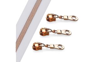 Sawoake 10 Yards Bulk Zipper, (#5) Zippers for Sewing, White Nylon Coil Zipper with Rose Gold Teeth, Replacement Sewing Zipper with 20PCS Zipper Sliders for DIY Sewing Craft Bags(#5 Rose Gold White)
