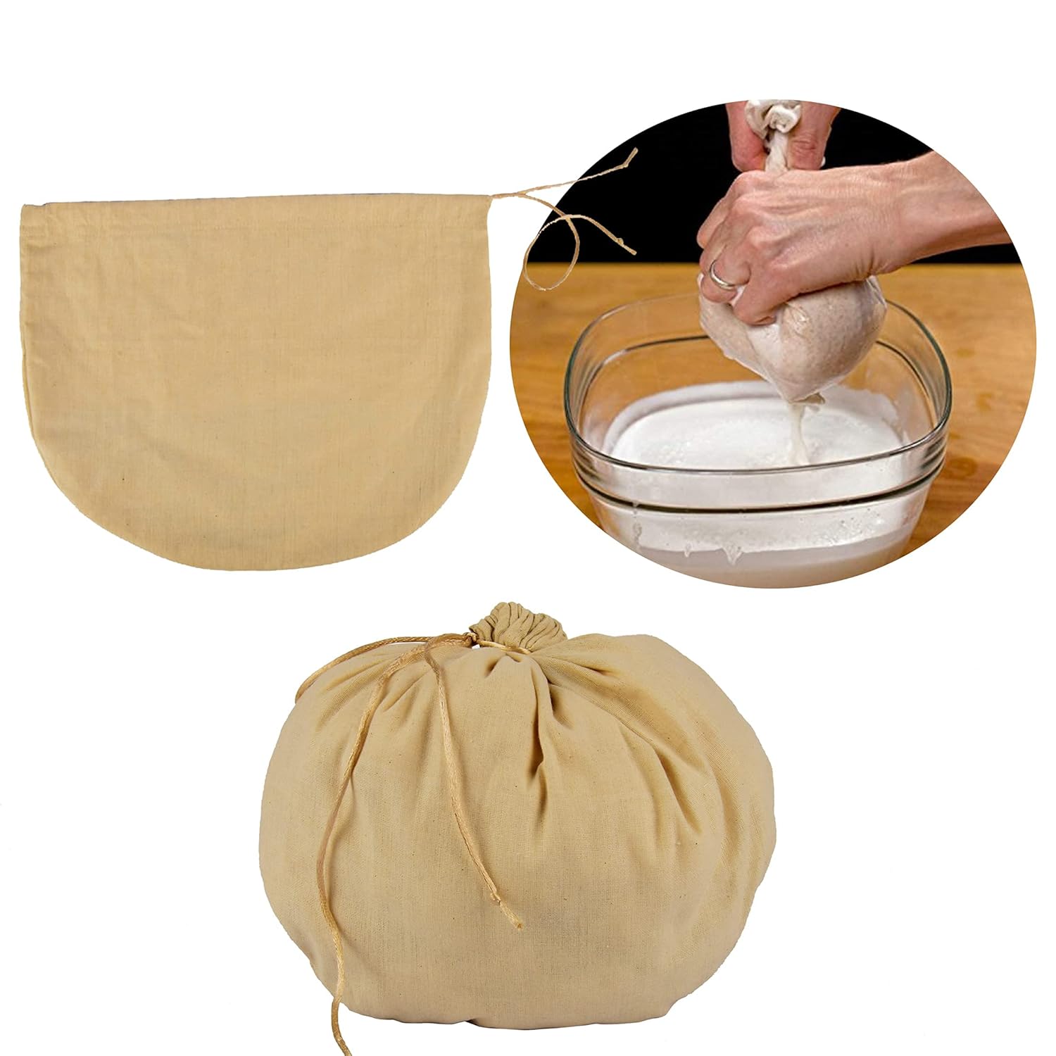 Droposale Muslin Potli Bag, Cheesecloth Strainer Bag for Making Paneer