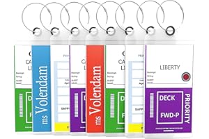 Highwind Cruise Luggage Tag Holder for Suitcases - Travel Essentials, Compatible with Major Cruise Lines - 4 Pack, Waterproof Luggage Tags for Suitcases with Secure Attachment - Zip Seal, Steel Loops