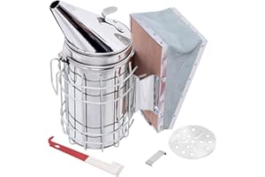 HOQQF Bee Hive Smoker Stainless Steel Beekeeper Tool Kit with Heat Shield 2 Type Hive Tools Beekeeping Equipment