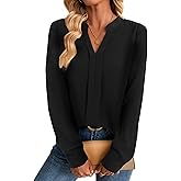 Avanova Blusas Elegantes para Mujer V Neck Long Sleeve Shirts Fancy Dressy Tops Blouses for Women