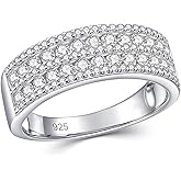 Newshe Jewellery Moissanite Rings for Women 925 Sterling Silver Wedding Bands Eternity Ring Emerald Promise Engagement Size 5-10