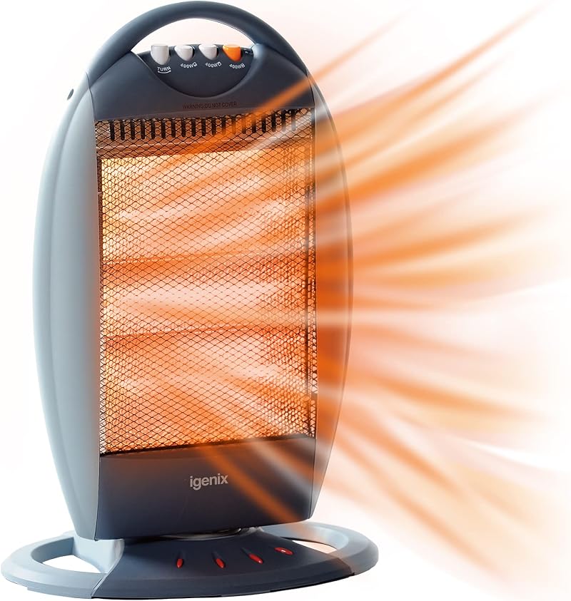 Igenix IG9514 Portable Upright Halogen Heater 1200 W with Oscillation